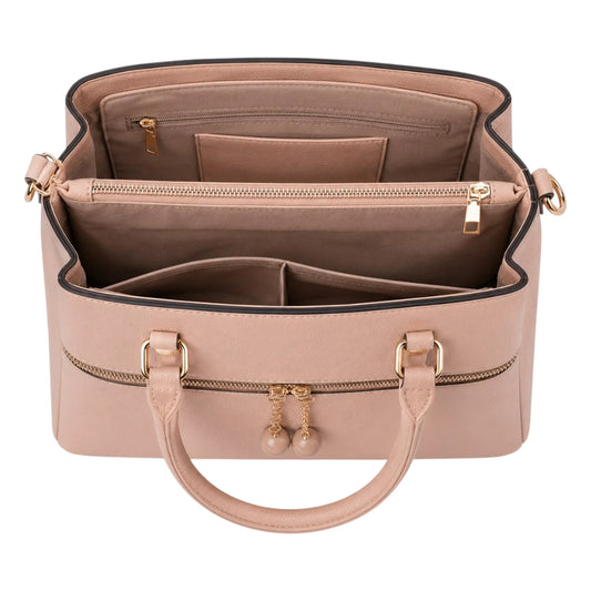 Bag Upgrade Women’s Brown Elegant Zip-Detail Shoulder Handbag